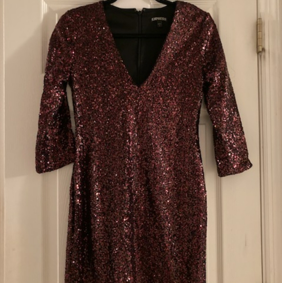 Express Sequin Dress Size 4 Dark Red / Maroon - Picture 2 of 2